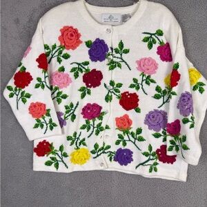 RARE design options by Philip Jane Gordon rose embroidered cardigan xl